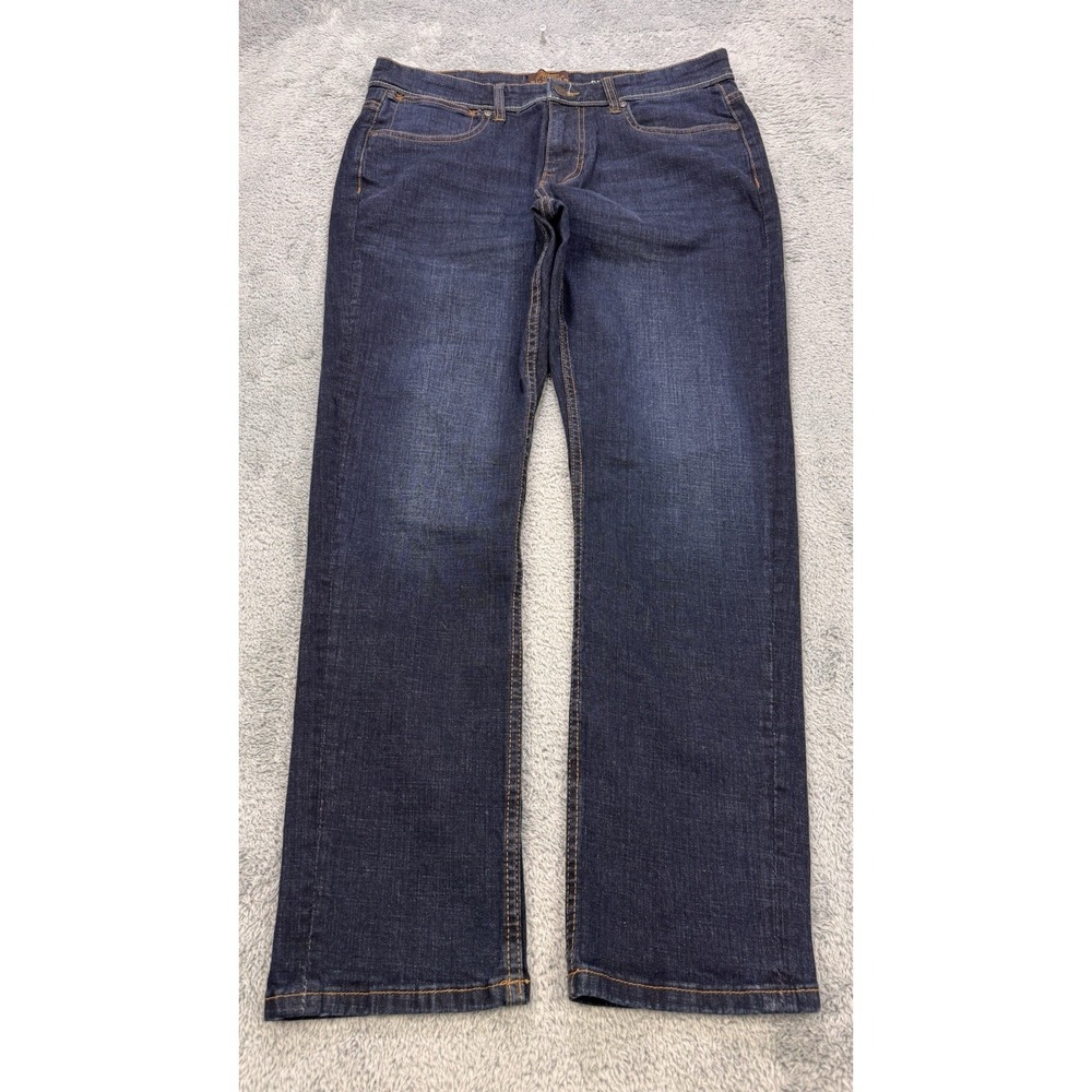 Copper & Oak Jeans Men 34x30 Blue Dark Slim‎ Straight Distress Denim